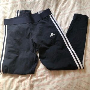 Adidas Navy Leggings with White Stripes